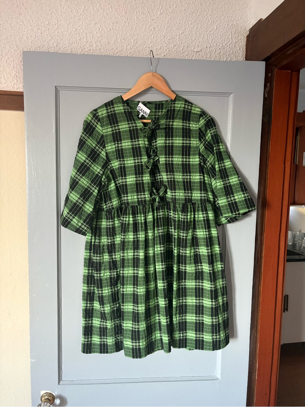 Ganni Plaid Babydoll Dress - Picture 2 of 8